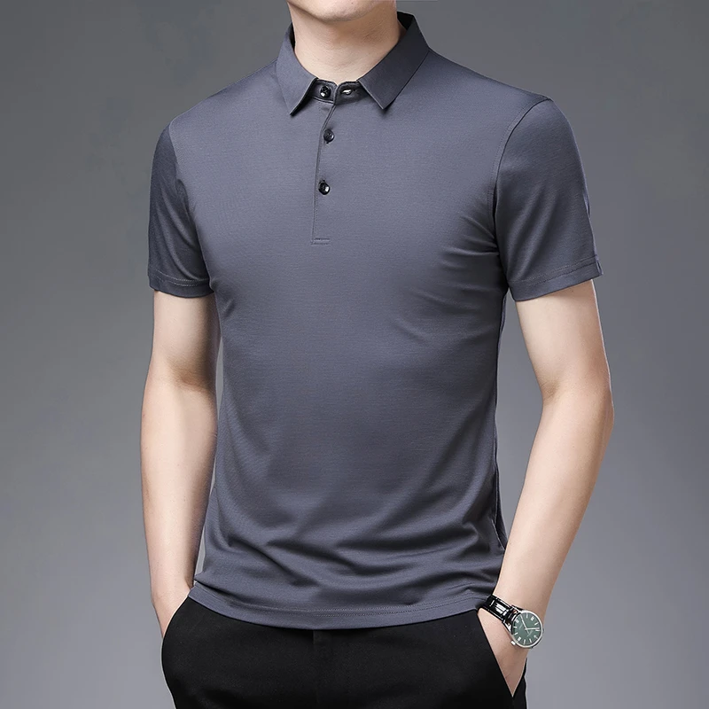 2026 Men's New Solid Color Business Casual POLO Shirt Summer Fashion Casual Short Sleeve Comfortable and Breathable Top