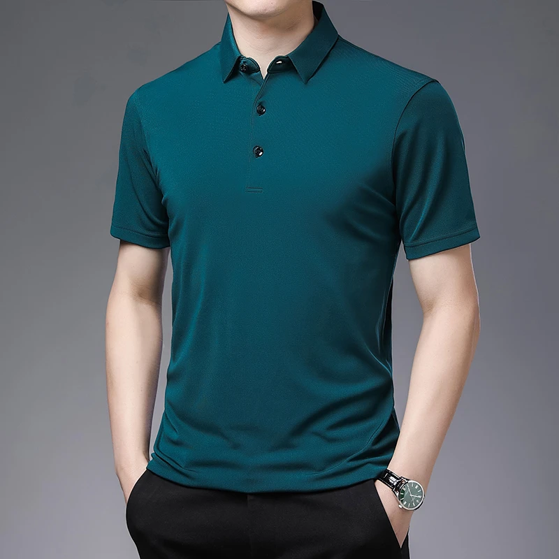 2026 Men's New Solid Color Business Casual POLO Shirt Summer Fashion Casual Short Sleeve Comfortable and Breathable Top