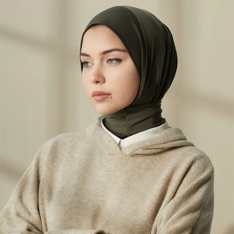 Fashion Muslim Hijab Caps Solid Underscarf Women Veil Modal Cotton Hijab Muslim Scarf Turbans Head Women's Hijabs Hat Islamic