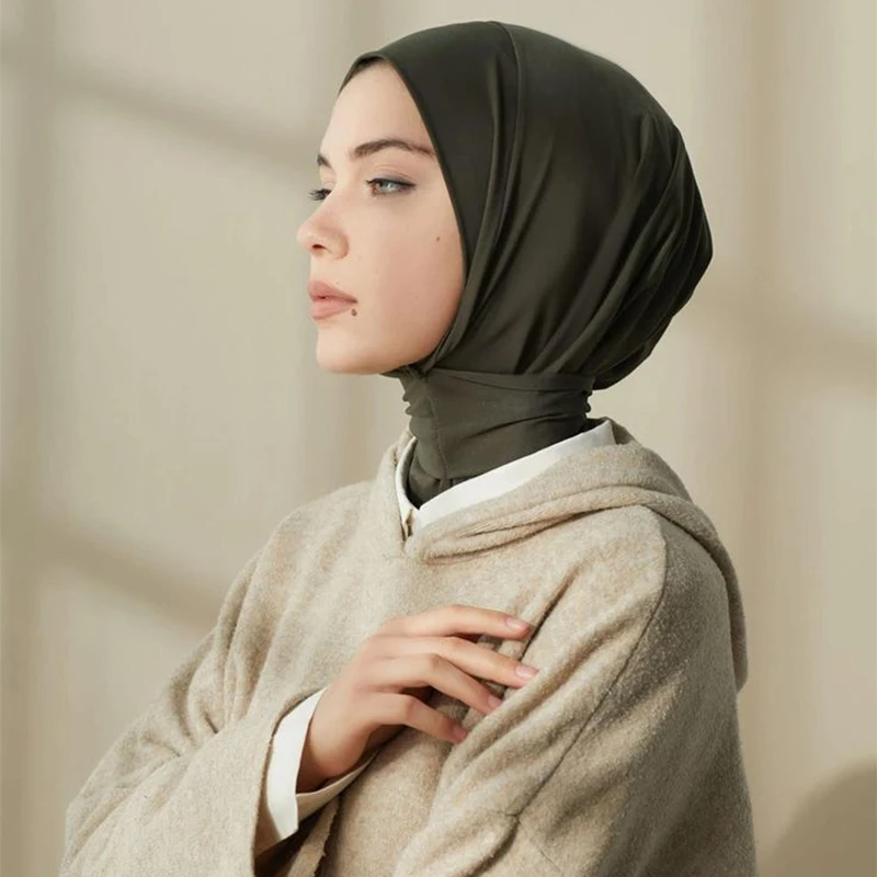 Fashion Muslim Hijab Caps Solid Underscarf Women Veil Modal Cotton Hijab Muslim Scarf Turbans Head Women's Hijabs Hat Islamic