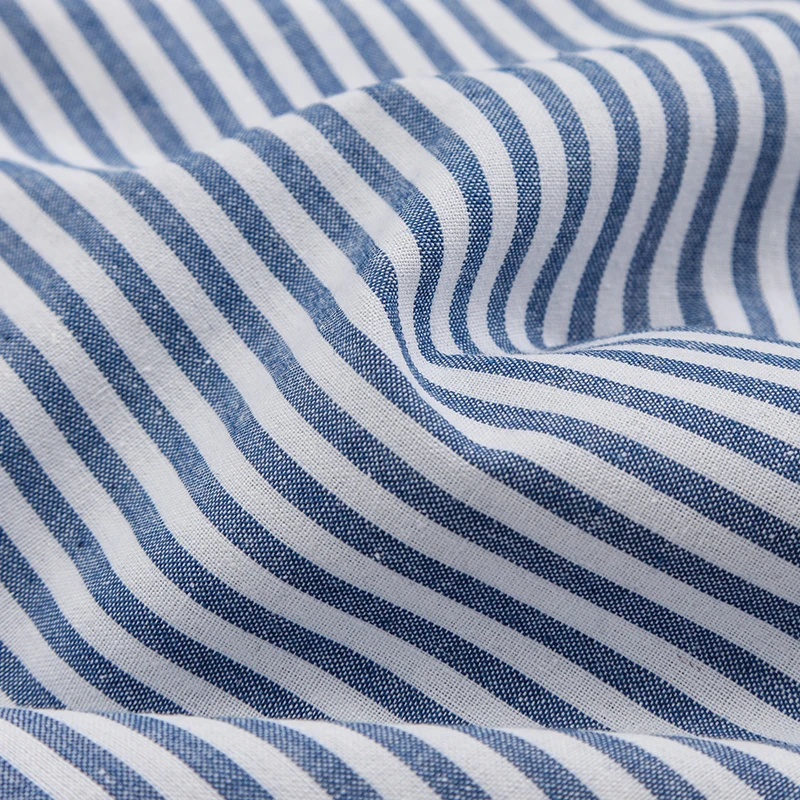 Boys Cotton And Linen Striped Casual T-Shirt 2026 Summer New Children's Round Neck Buttons Short-Sleeved Linen Tops TZ417