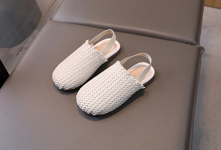 JGSHOWKITO Girls Sandals Weave Style 2 in 1 Slippers Kids Summer Beach Shoes Child Bohemian Sandal Slip-on Elastic Band Princess