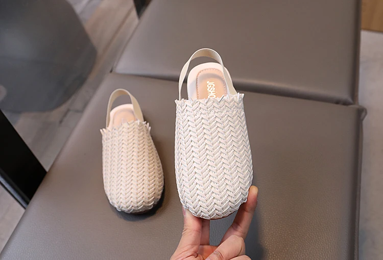 JGSHOWKITO Girls Sandals Weave Style 2 in 1 Slippers Kids Summer Beach Shoes Child Bohemian Sandal Slip-on Elastic Band Princess