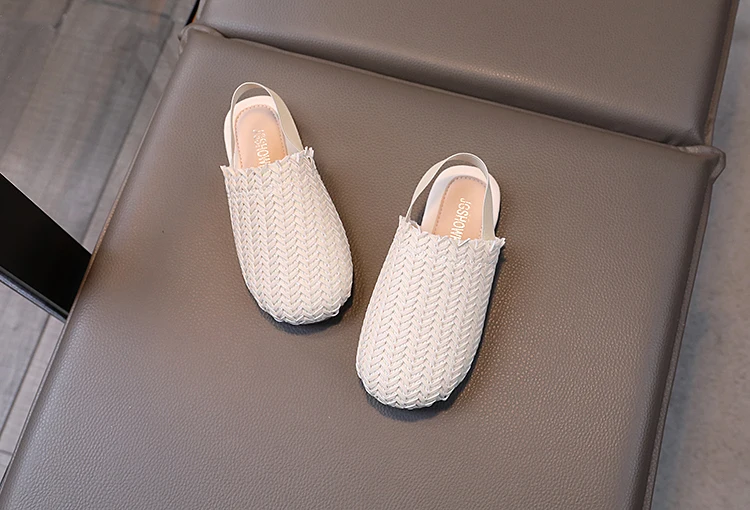 JGSHOWKITO Girls Sandals Weave Style 2 in 1 Slippers Kids Summer Beach Shoes Child Bohemian Sandal Slip-on Elastic Band Princess