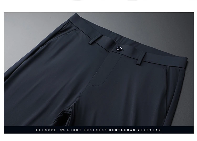 Ice Silk Business Casual Pants Men's Spring/Summer Elastic Pants Comfortable and Breathable Long Straight Leg Casual Pants