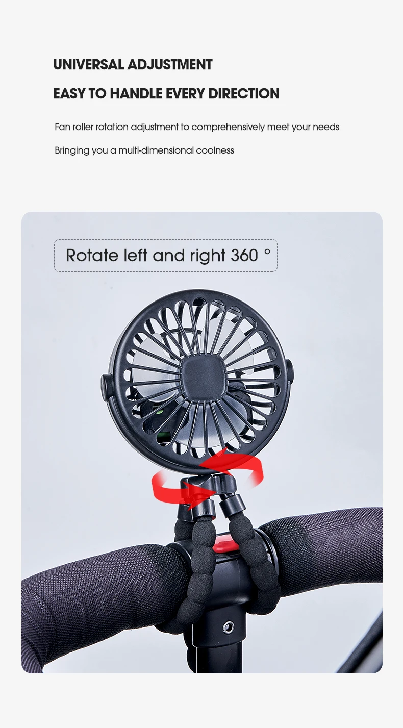 Portable USB Desktop Folding Fan,Outdoor Baby Stroller Handheld Fan, Summer Mute Small Multifunctional Octopus Mini Fan