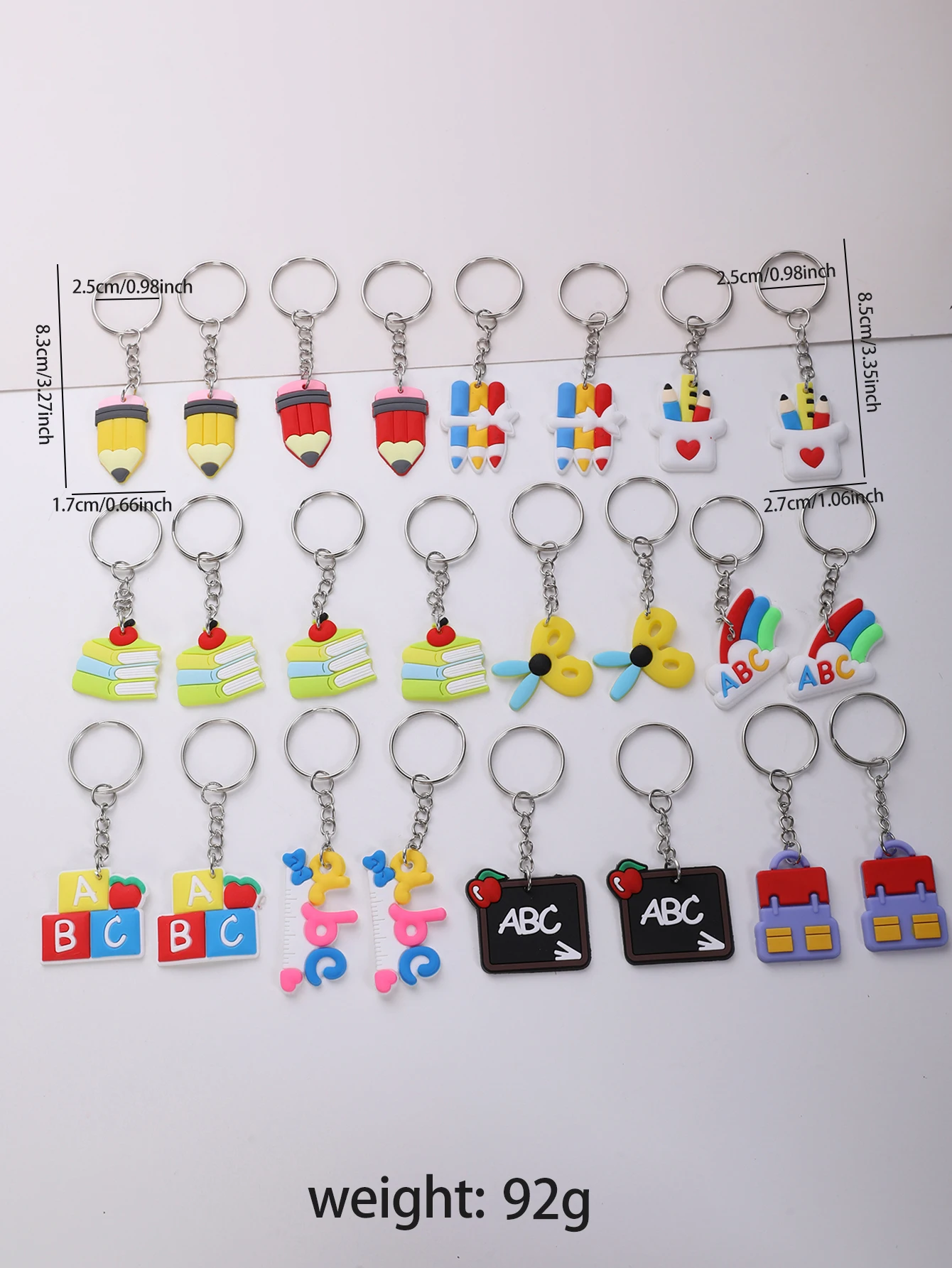 24pcs Students Stationery Keychain PVC School Supplies Pendant Cartoon Bag Schoolbag Accessories Season Graduation Gifts