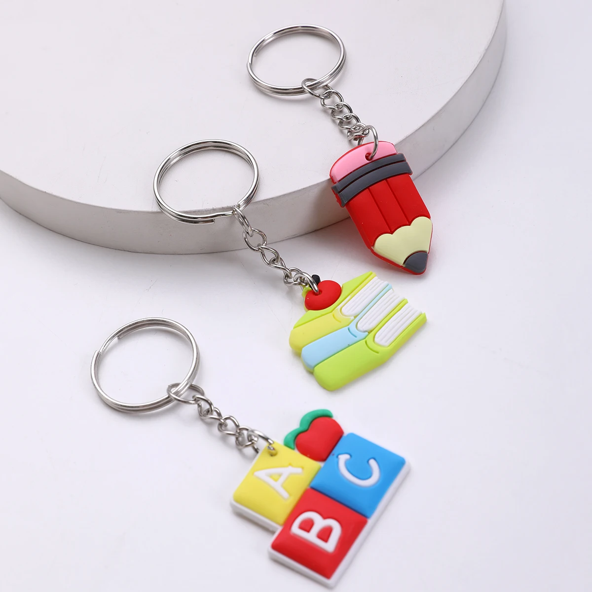 24pcs Students Stationery Keychain PVC School Supplies Pendant Cartoon Bag Schoolbag Accessories Season Graduation Gifts