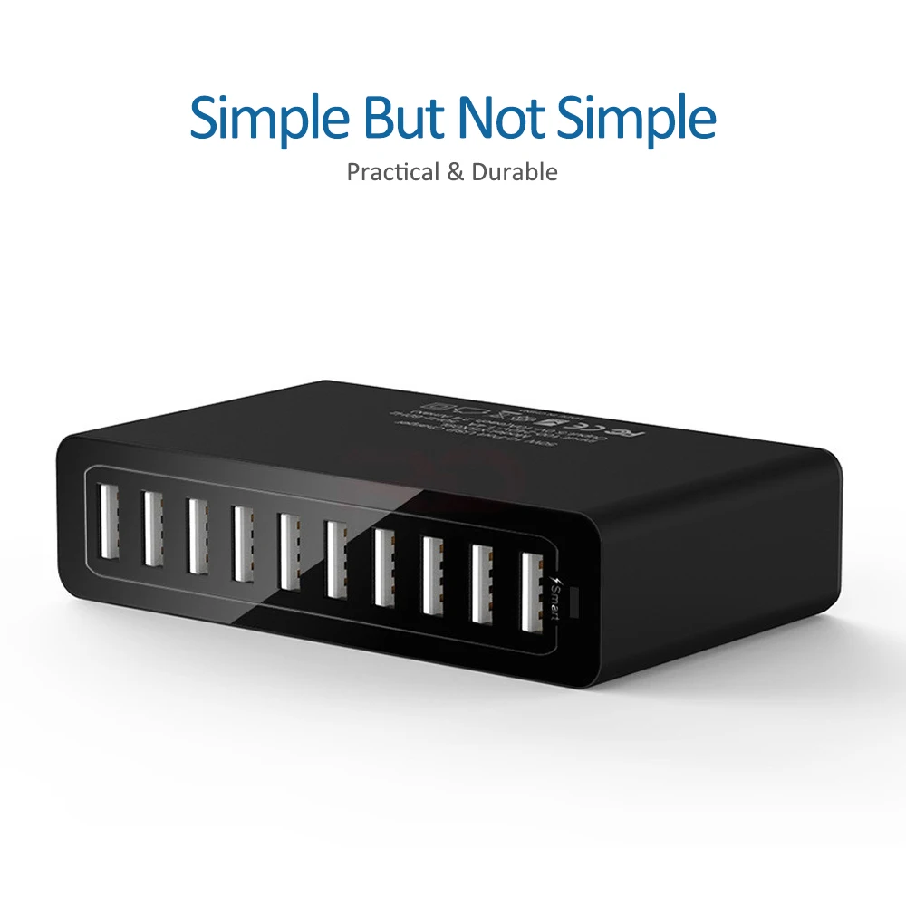 60W 10Port USB Charger Mobile Phone Charge for iPhone iPad Kindle Samsung Xiaomi Charging Station Dock Multi USB Charger Desktop