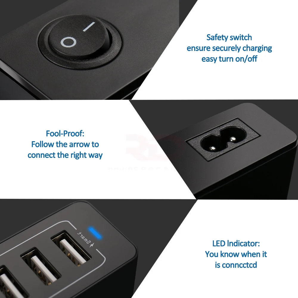 60W 10Port USB Charger Mobile Phone Charge for iPhone iPad Kindle Samsung Xiaomi Charging Station Dock Multi USB Charger Desktop