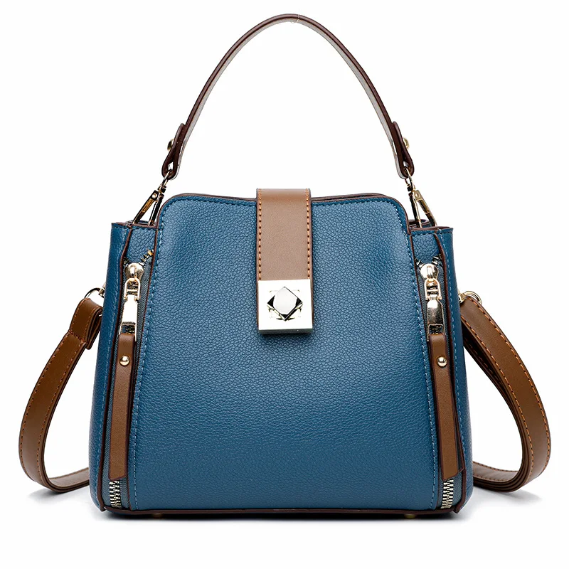Small Bucket Shoulder Bags For Women Luxury Designer PU Leather Messenger Crossbody Bags Ladies Casual Solid Color Purse Handbag