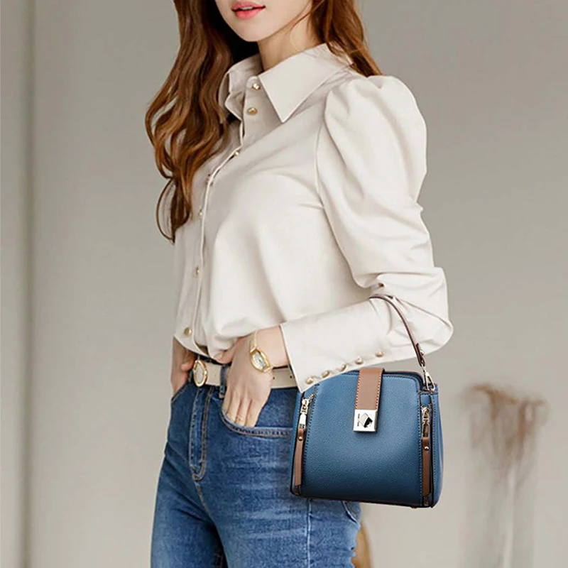 Small Bucket Shoulder Bags For Women Luxury Designer PU Leather Messenger Crossbody Bags Ladies Casual Solid Color Purse Handbag