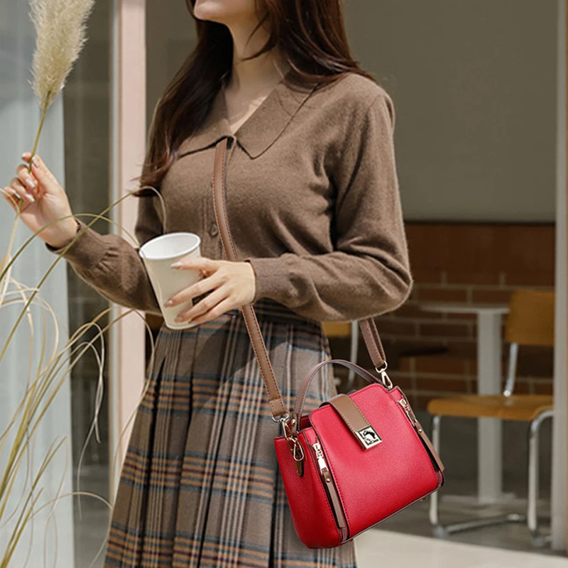Small Bucket Shoulder Bags For Women Luxury Designer PU Leather Messenger Crossbody Bags Ladies Casual Solid Color Purse Handbag