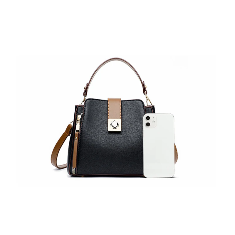 Small Bucket Shoulder Bags For Women Luxury Designer PU Leather Messenger Crossbody Bags Ladies Casual Solid Color Purse Handbag