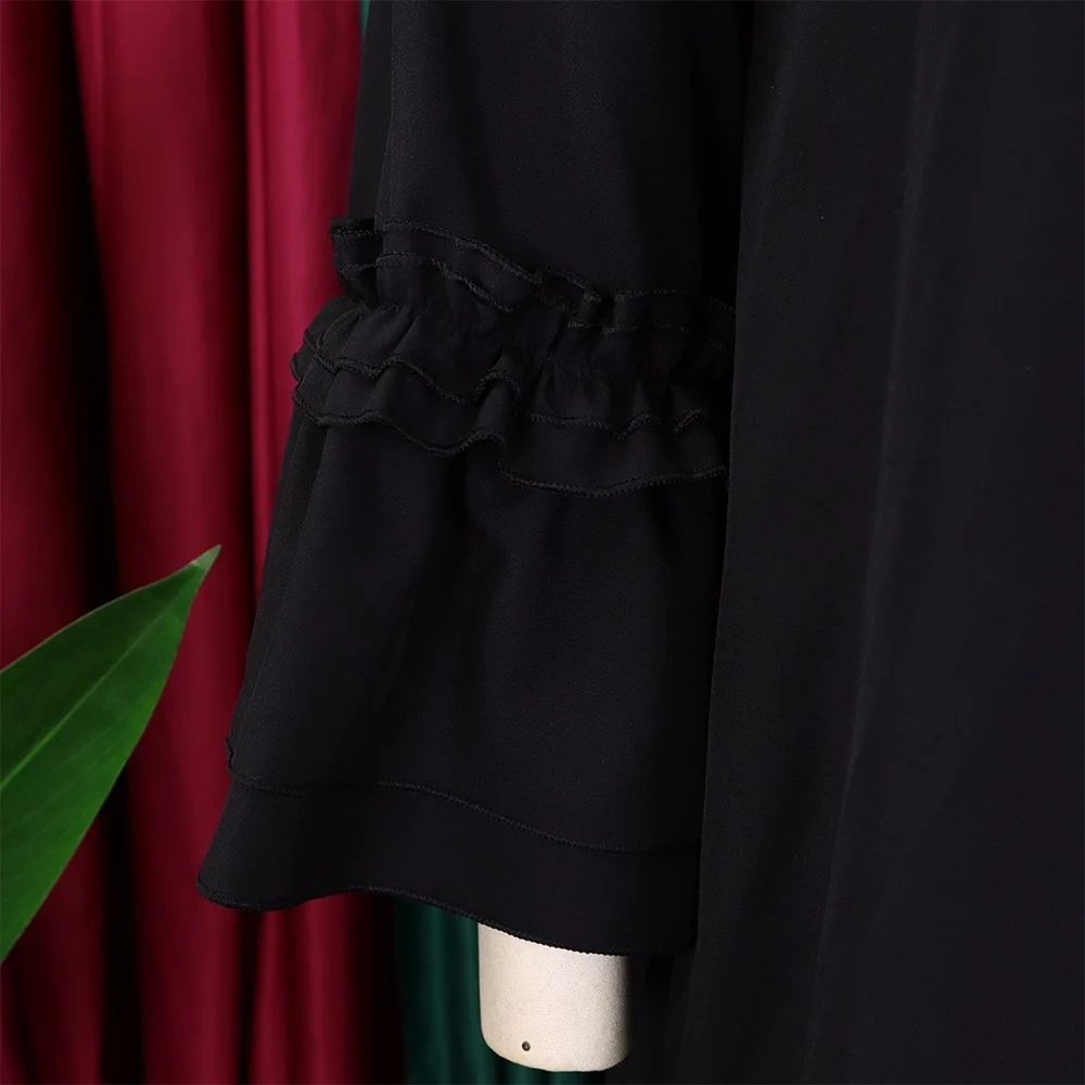 Elegant Office Ladies Dresses Bow Collar Flare Sleeve Ruffles Knee Length Fashion Female Business Work Wear Vestidos Mujer Dress