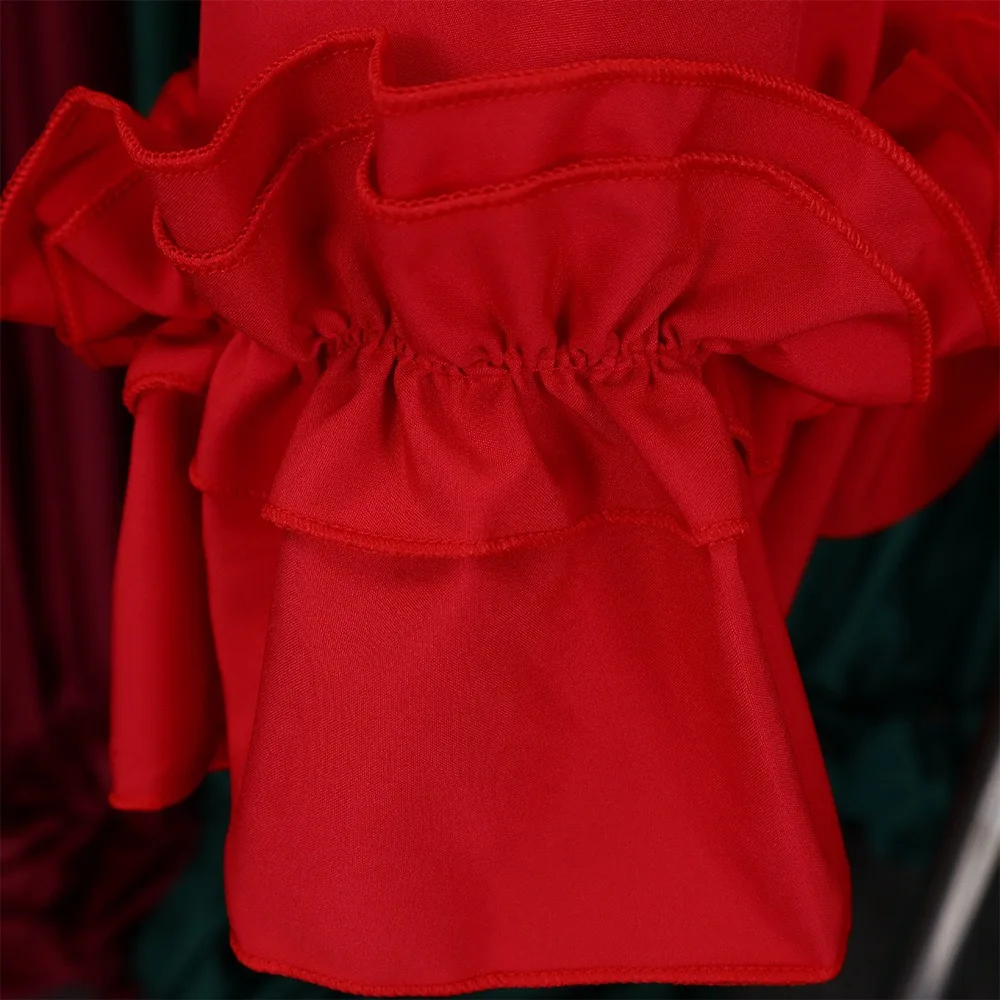 Elegant Office Ladies Dresses Bow Collar Flare Sleeve Ruffles Knee Length Fashion Female Business Work Wear Vestidos Mujer Dress