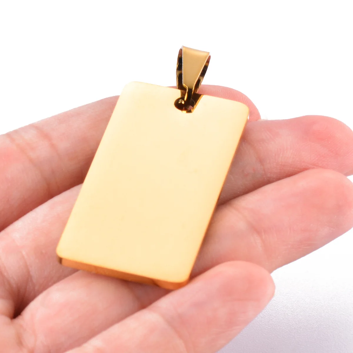 10pcs /Lot No Fade Stainless Steel Rectangle Army ID Blank Dog Tags Pendant Necklace Jewelry Findings 20X40mm Wholesale