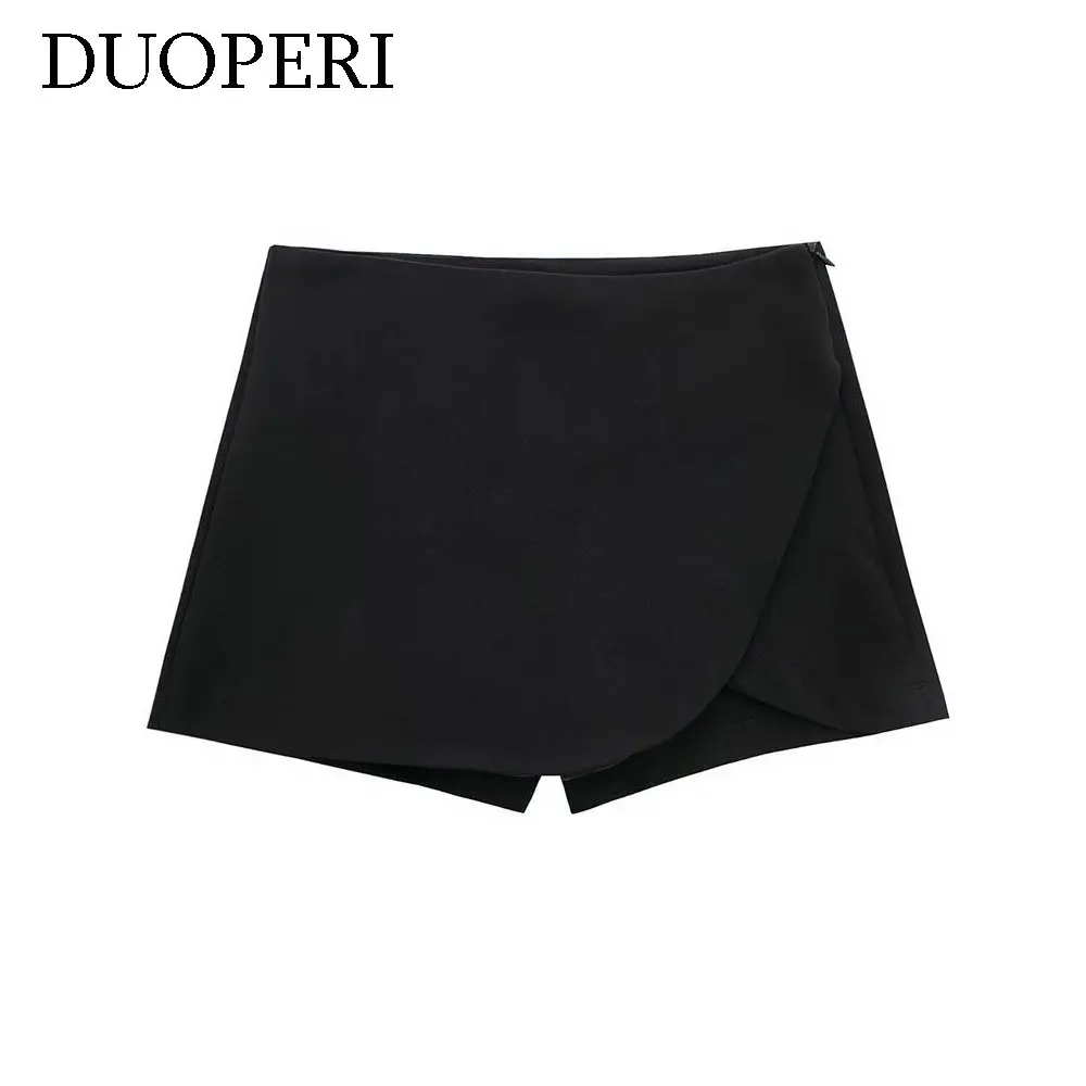 DUOPERI Women Fashion Plain Asymmetric Skirt Style Shorts Female Chic Elegant Sweet Lady Casual Short Skorts Culottes