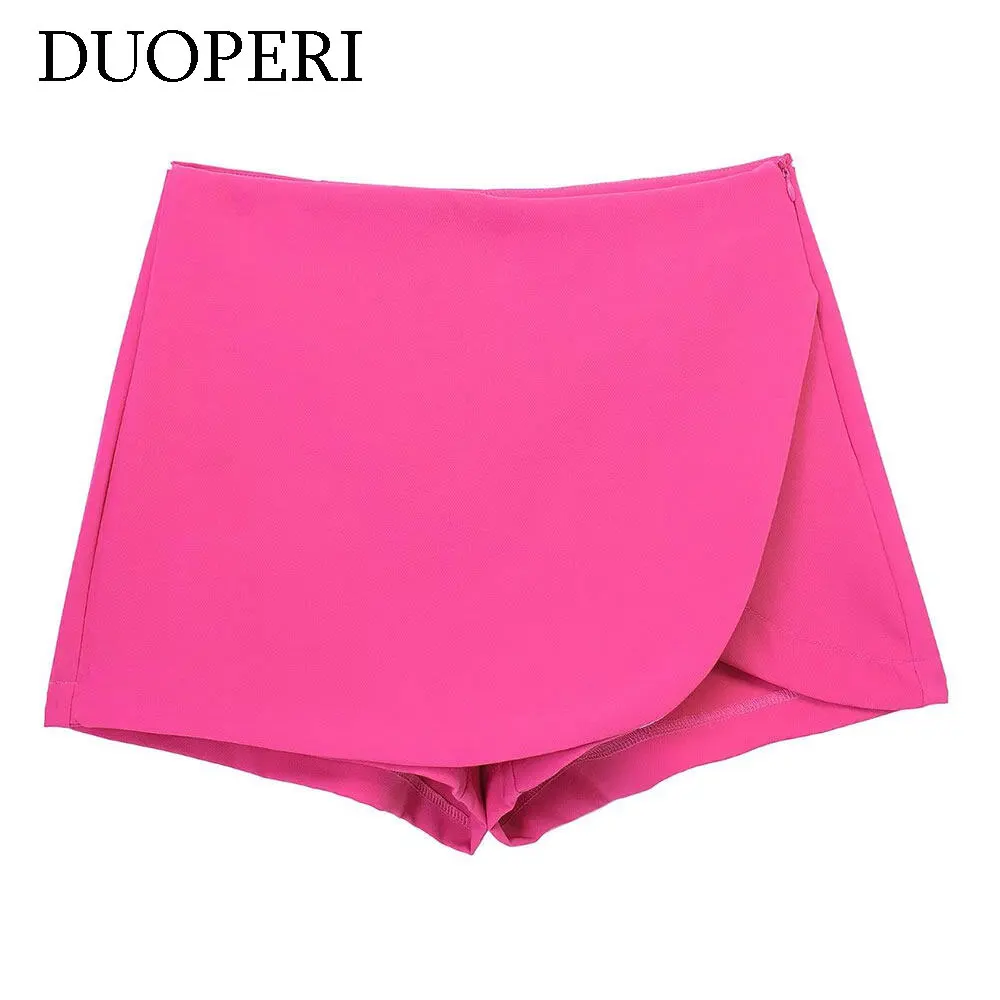 DUOPERI Women Fashion Plain Asymmetric Skirt Style Shorts Female Chic Elegant Sweet Lady Casual Short Skorts Culottes