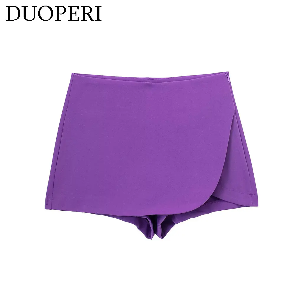 DUOPERI Women Fashion Plain Asymmetric Skirt Style Shorts Female Chic Elegant Sweet Lady Casual Short Skorts Culottes