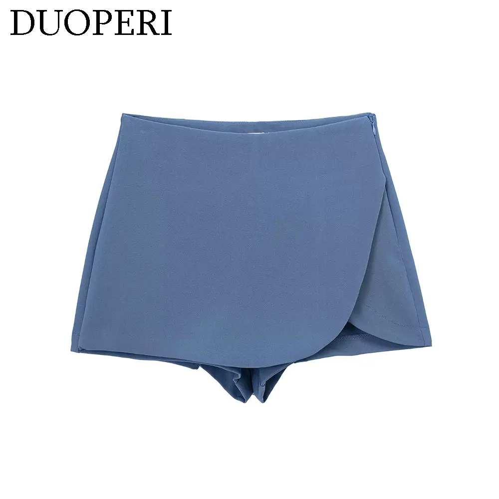 DUOPERI Women Fashion Plain Asymmetric Skirt Style Shorts Female Chic Elegant Sweet Lady Casual Short Skorts Culottes