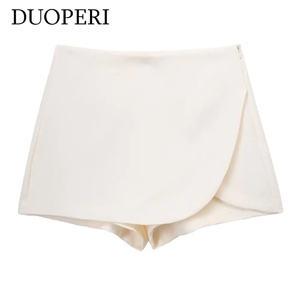 DUOPERI Women Fashion Plain Asymmetric Skirt Style Shorts Female Chic Elegant Sweet Lady Casual Short Skorts Culottes