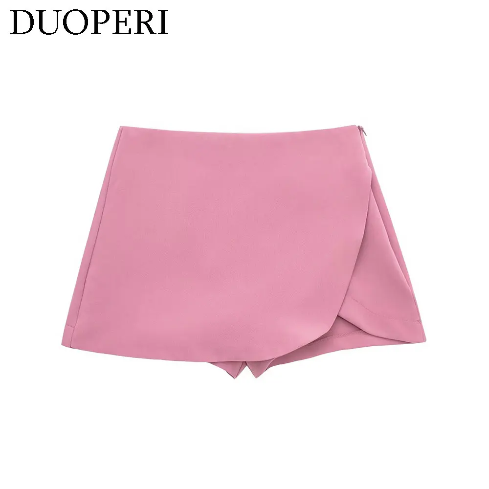 DUOPERI Women Fashion Plain Asymmetric Skirt Style Shorts Female Chic Elegant Sweet Lady Casual Short Skorts Culottes