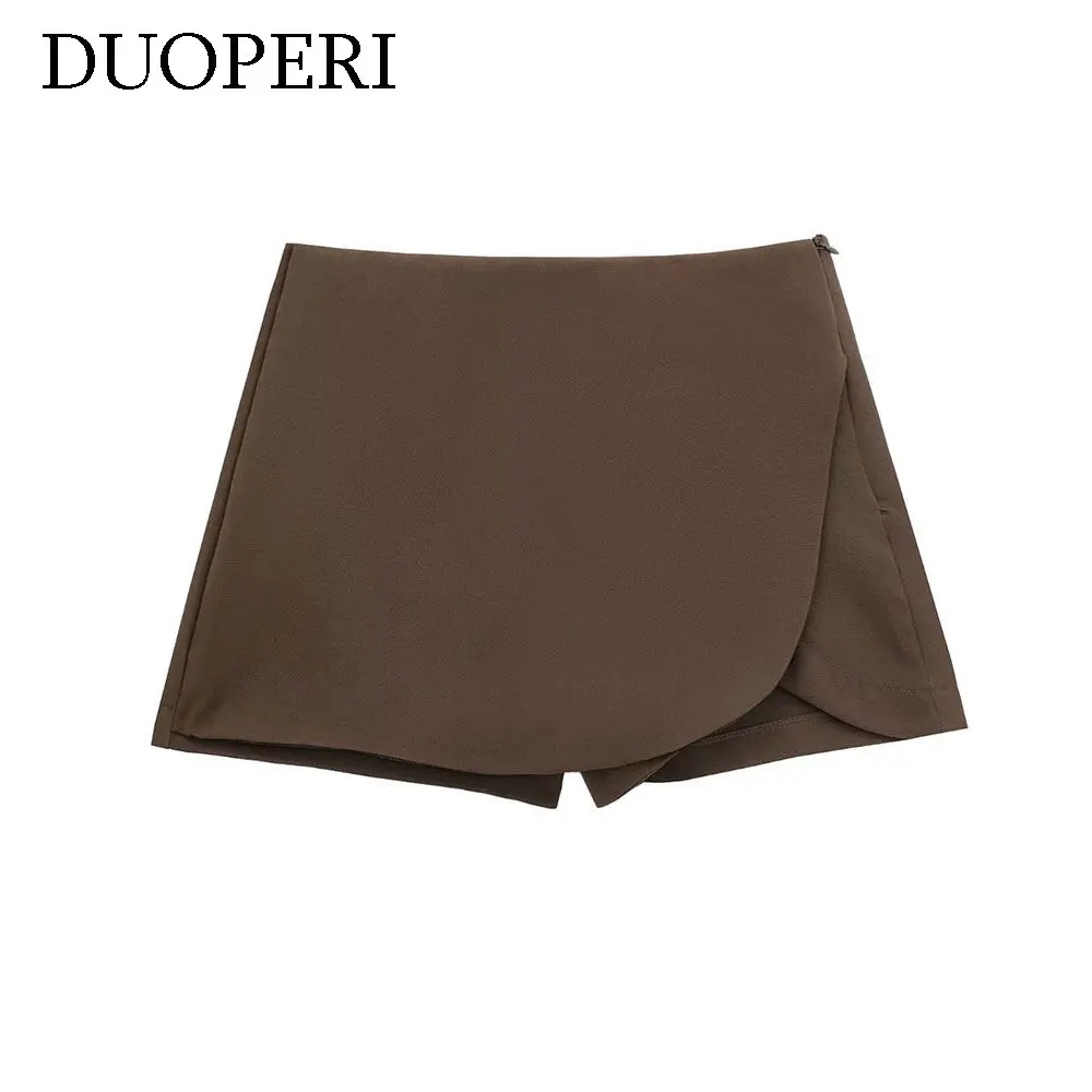 DUOPERI Women Fashion Plain Asymmetric Skirt Style Shorts Female Chic Elegant Sweet Lady Casual Short Skorts Culottes