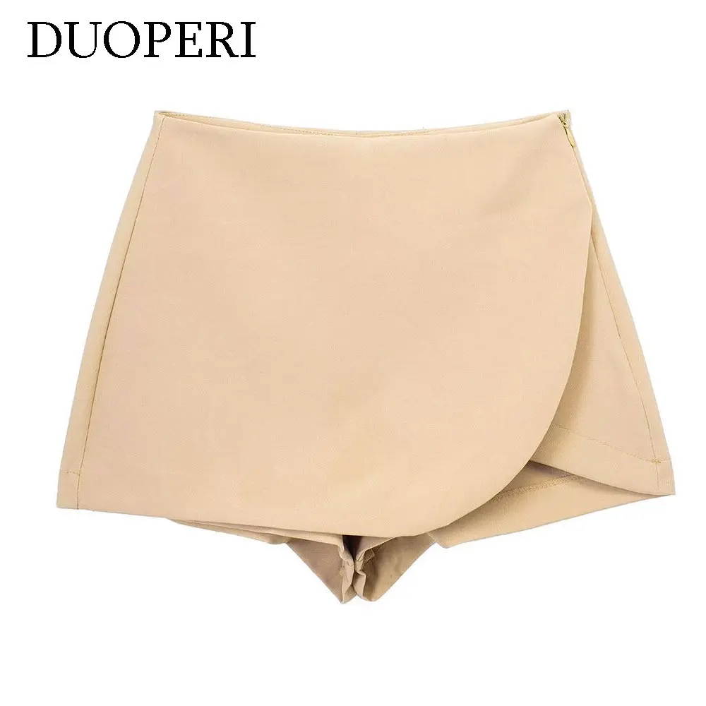 DUOPERI Women Fashion Plain Asymmetric Skirt Style Shorts Female Chic Elegant Sweet Lady Casual Short Skorts Culottes