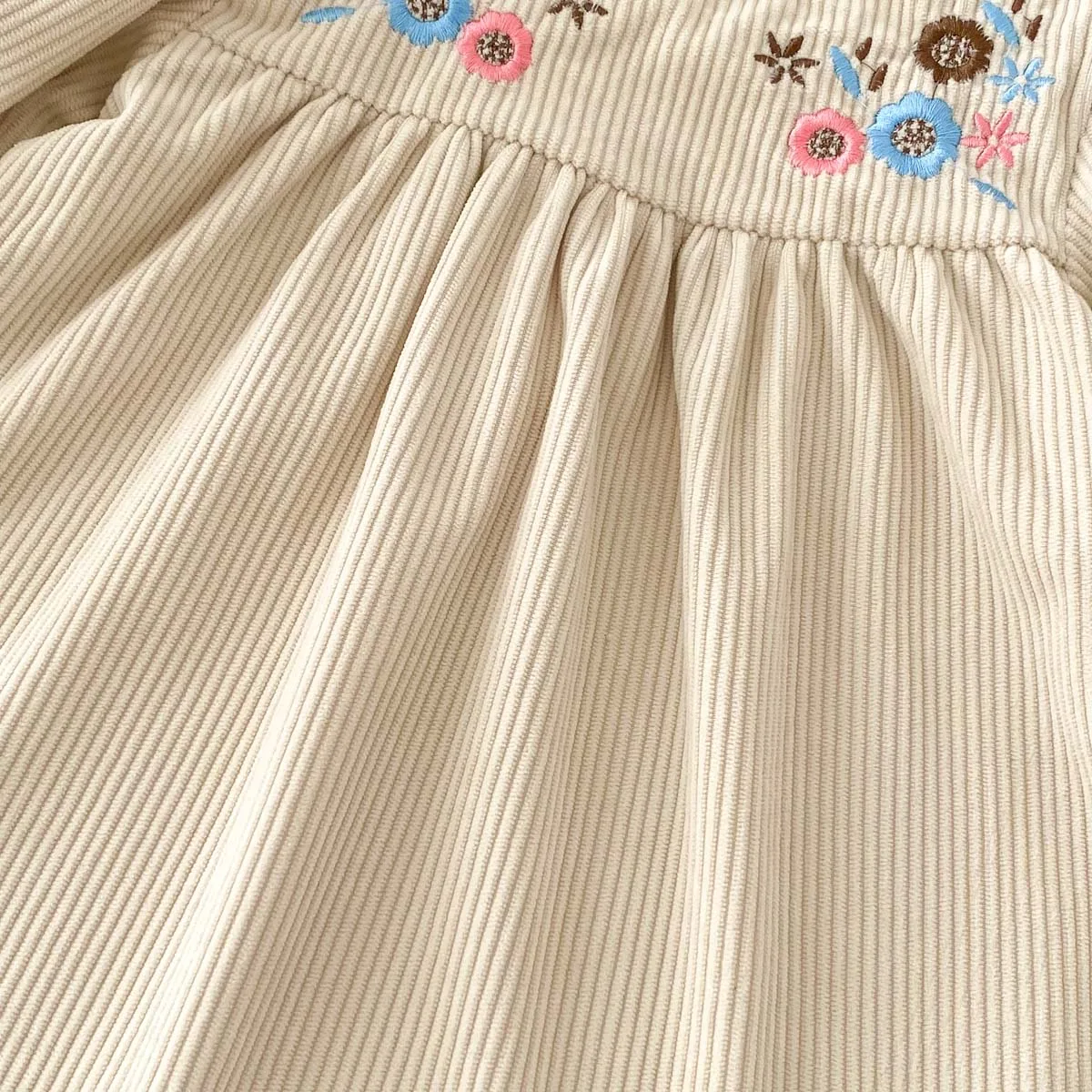 Spring Autumn Baby Princess Dress Corduroy Infant Girl Long Sleeved Embroidered Dress Baby Clothes 0-3y