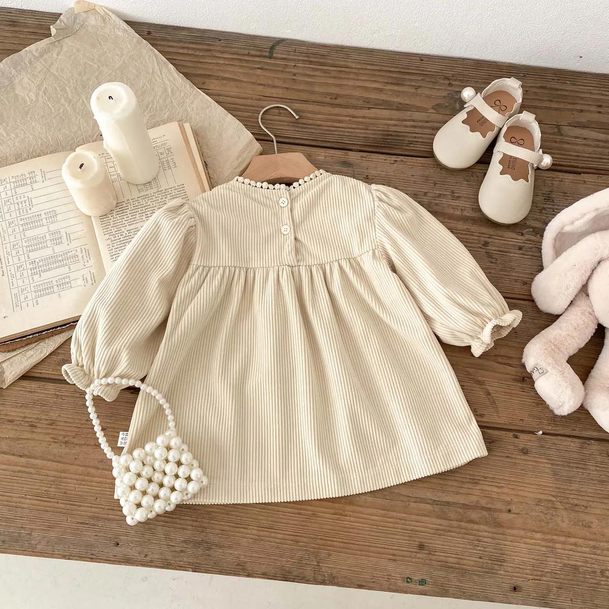 Spring Autumn Baby Princess Dress Corduroy Infant Girl Long Sleeved Embroidered Dress Baby Clothes 0-3y