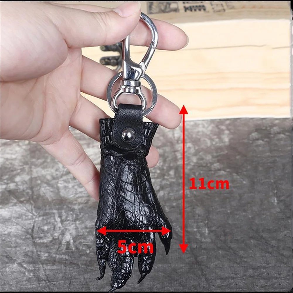 Genuine Crocodile Claw Keychain Real Leather Alligator Foot Key Ring Taxidermy Car Key Case Carabiner Hook Charm Pendant for Men