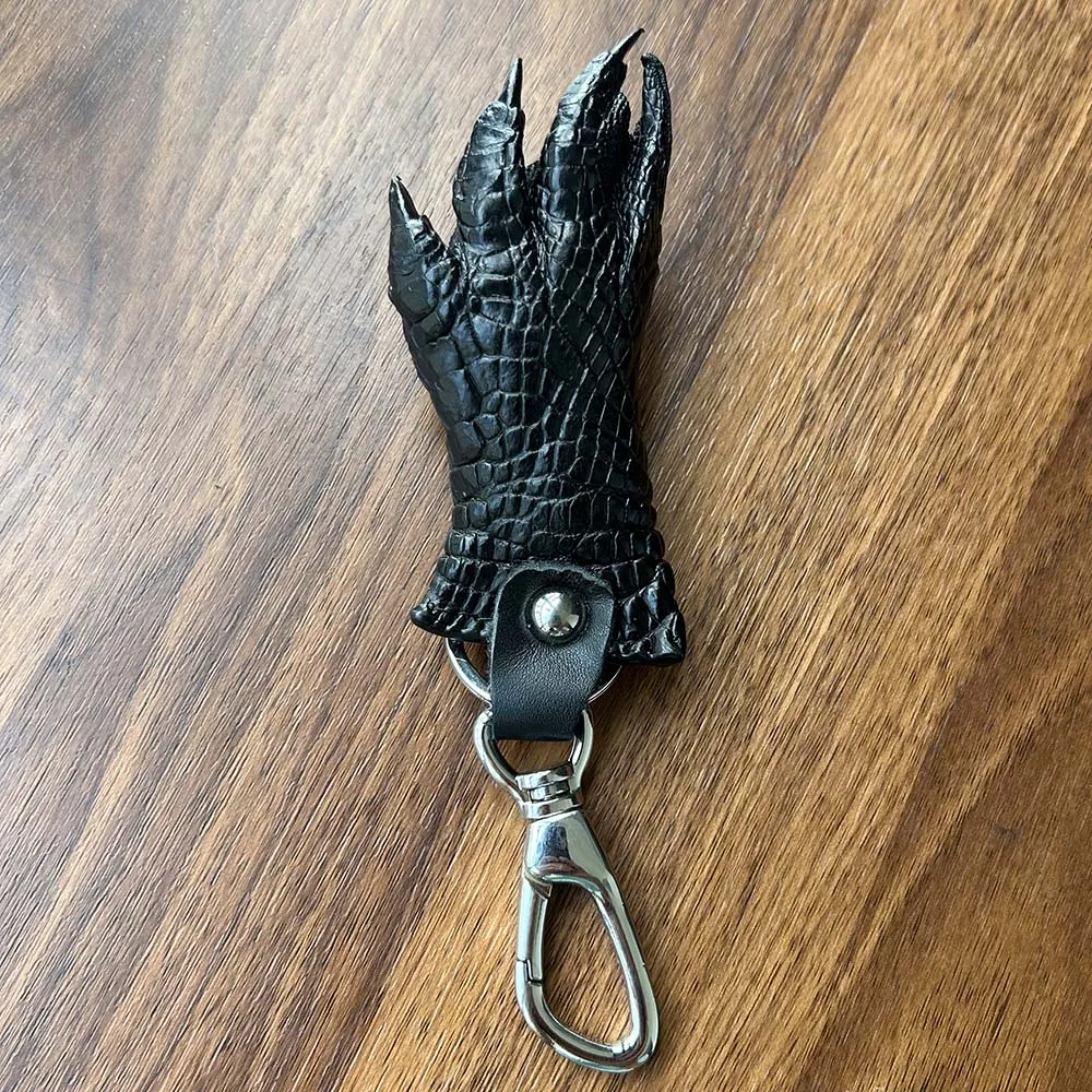Genuine Crocodile Claw Keychain Real Leather Alligator Foot Key Ring Taxidermy Car Key Case Carabiner Hook Charm Pendant for Men