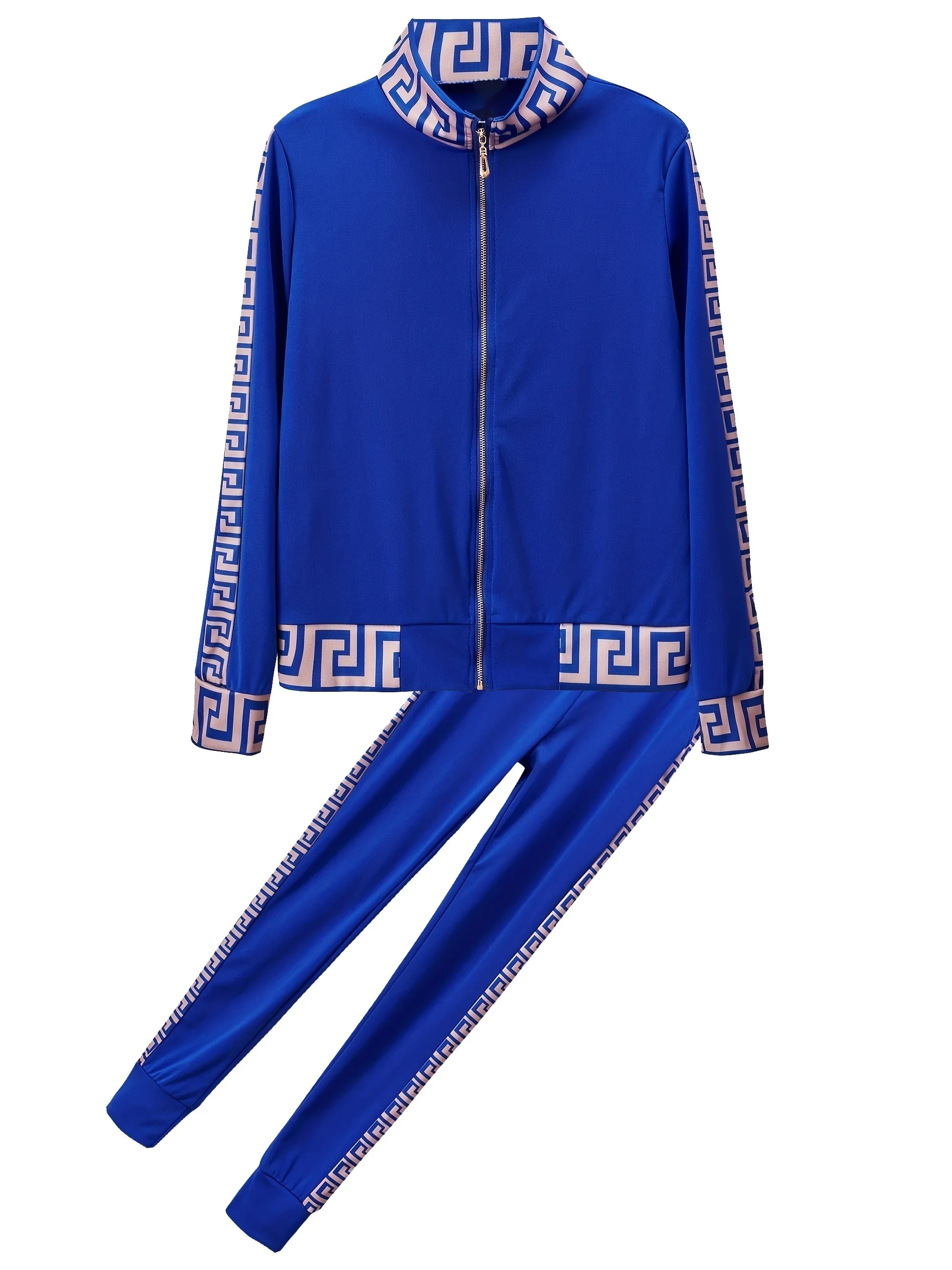 2024 Europe And The United States New Style Leisure Printing Stitching Two-piece Suit