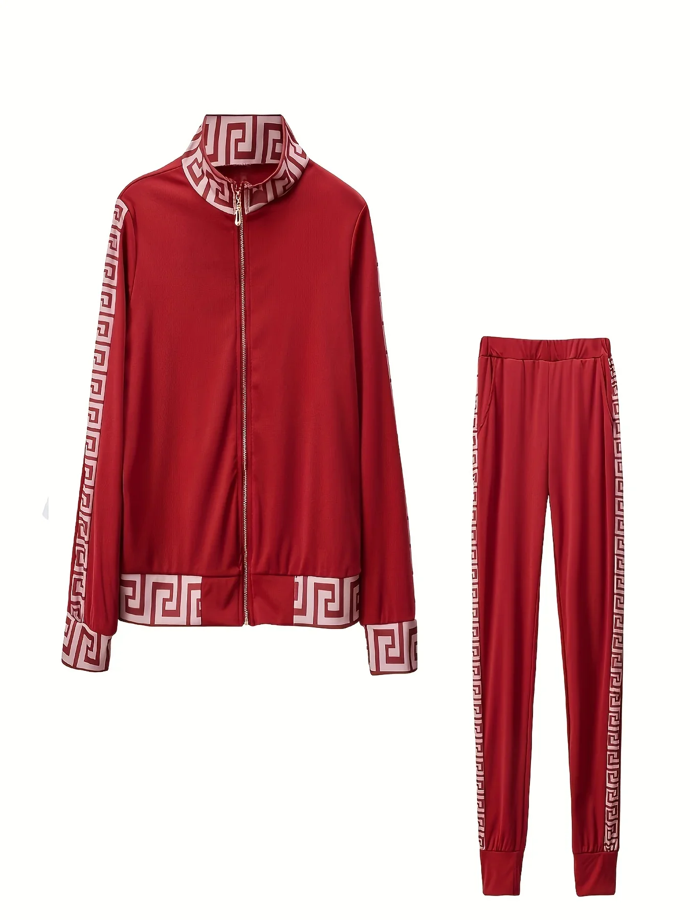 2024 Europe And The United States New Style Leisure Printing Stitching Two-piece Suit