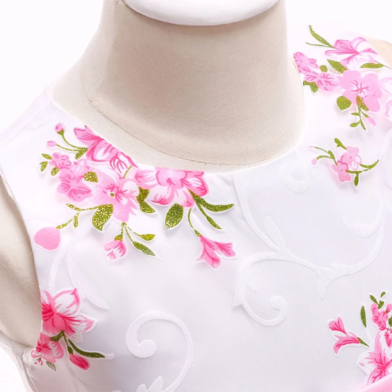 Summer Pink Flower Dress For Girls Kids Clothes Party Wedding Bridesmaid Girl Dresses Birthday Children Clothing Costumes 3 10 Y