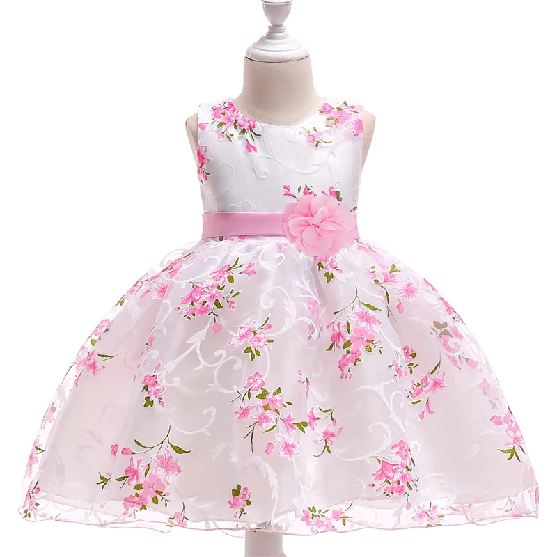 Summer Pink Flower Dress For Girls Kids Clothes Party Wedding Bridesmaid Girl Dresses Birthday Children Clothing Costumes 3 10 Y