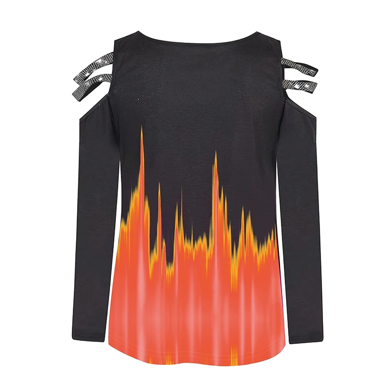 Gradient Color Zipper V Neck T-shirt Casual Loose Off Shoulder Long Sleeve Fashion T-Shirts Tops Women's Clothing
