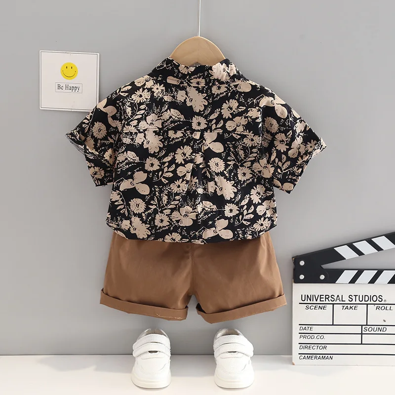 New Summer Baby Boys Clothes Sets Fashion Cotton Full Printing T-shirts+Tooling Shorts 2pcs Kids Outfits for Infant Tracksuit