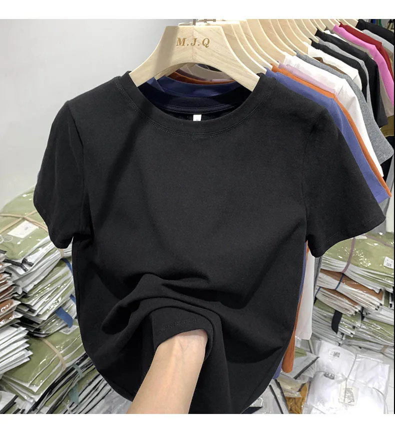 Women T Shirt Girls T-Shirt Woman Clothes Tops Cotton Tshirt Female Short Sleeve Spring Tee Sexy Y2k Top White