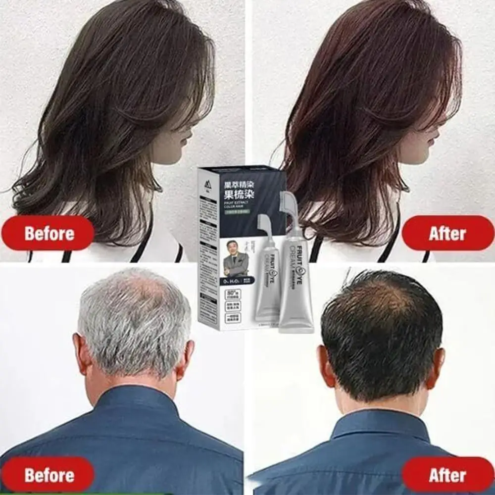 80ML Black Fruit Dyeing Hair Cream Natural Hair Dye Keratin Hair Color Plant Essence Hair Hair Washing Color Cream with a Comb