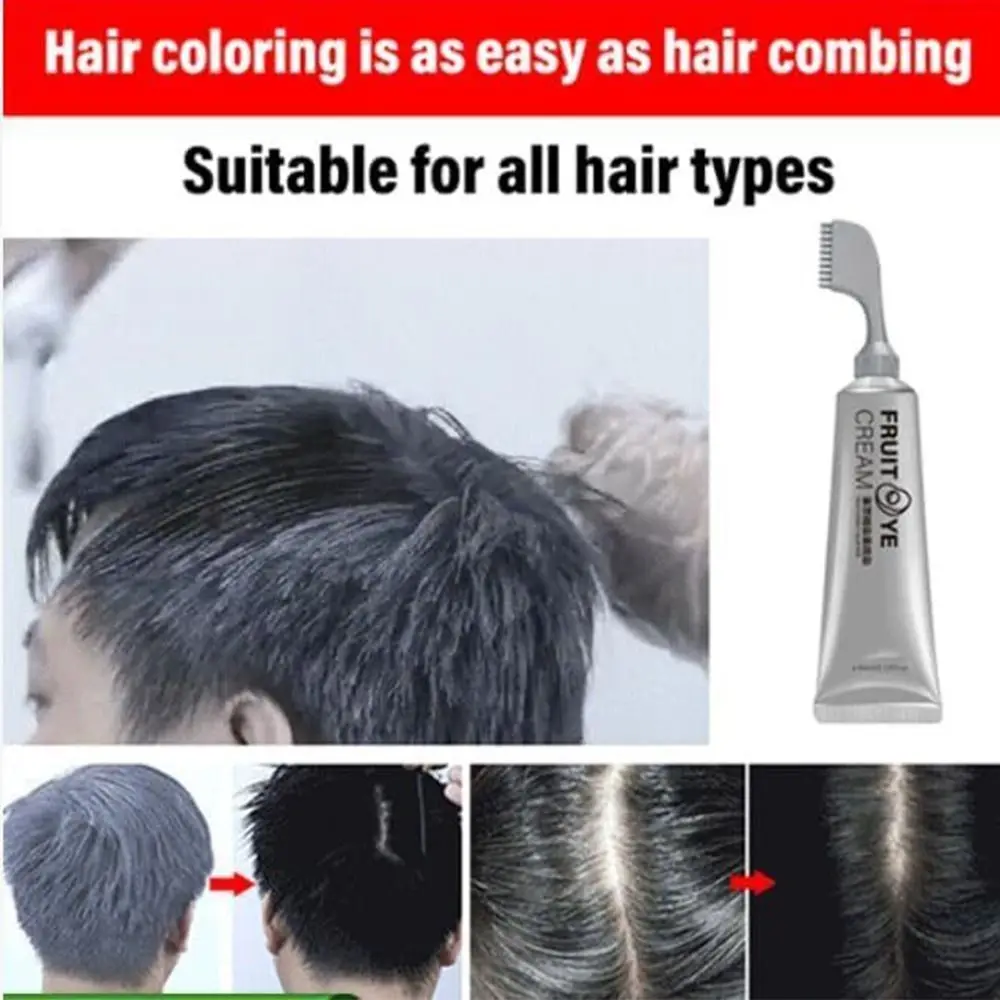 80ML Black Fruit Dyeing Hair Cream Natural Hair Dye Keratin Hair Color Plant Essence Hair Hair Washing Color Cream with a Comb