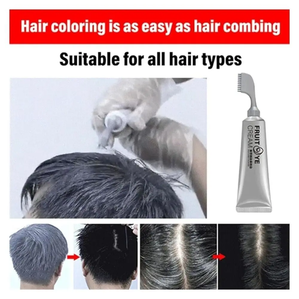 80ML Black Fruit Dyeing Hair Cream Natural Hair Dye Keratin Hair Color Plant Essence Hair Hair Washing Color Cream with a Comb