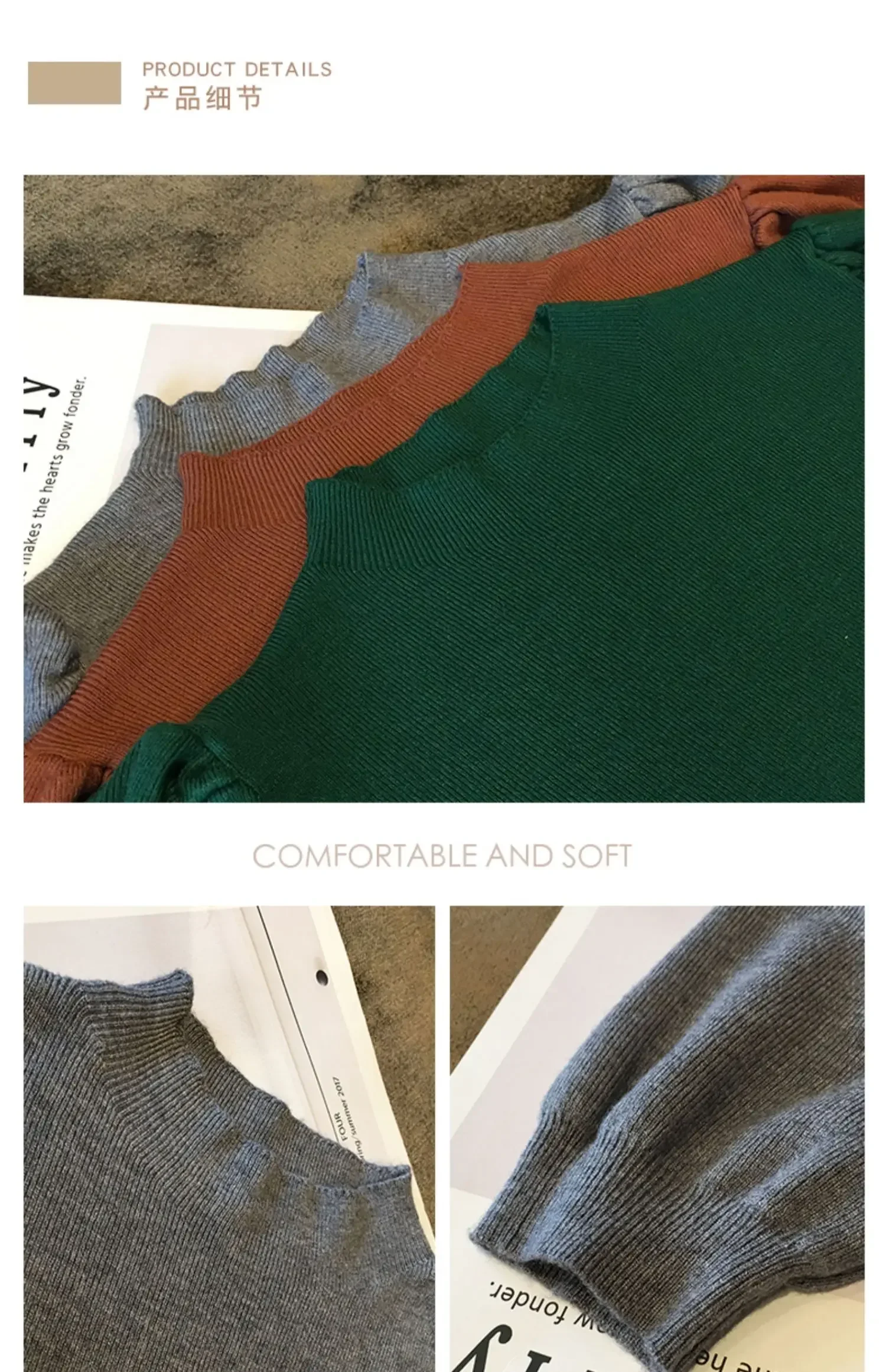 Women's Korean Puff Sleeve Knitted Blouse, Half Turtleneck, Slim Tank Tops, Casual Shirt, Summer Fashion, 2024 New, 18848
