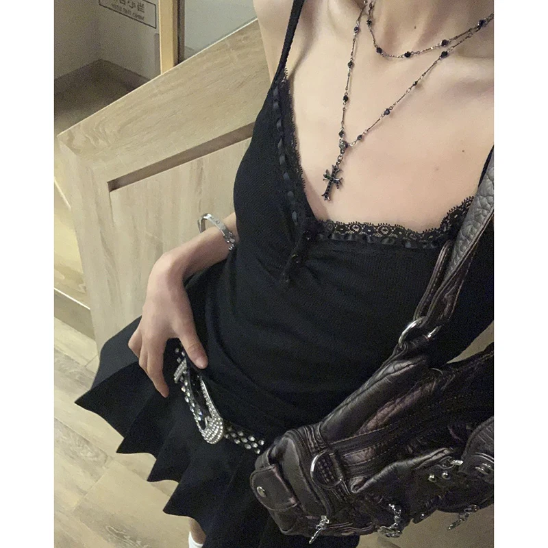 GIDYQ Summer Lace Women Camis Korean Fashion Streetwear Sexy Crop Tops Harajuku Casual Female All Match Tanks New
