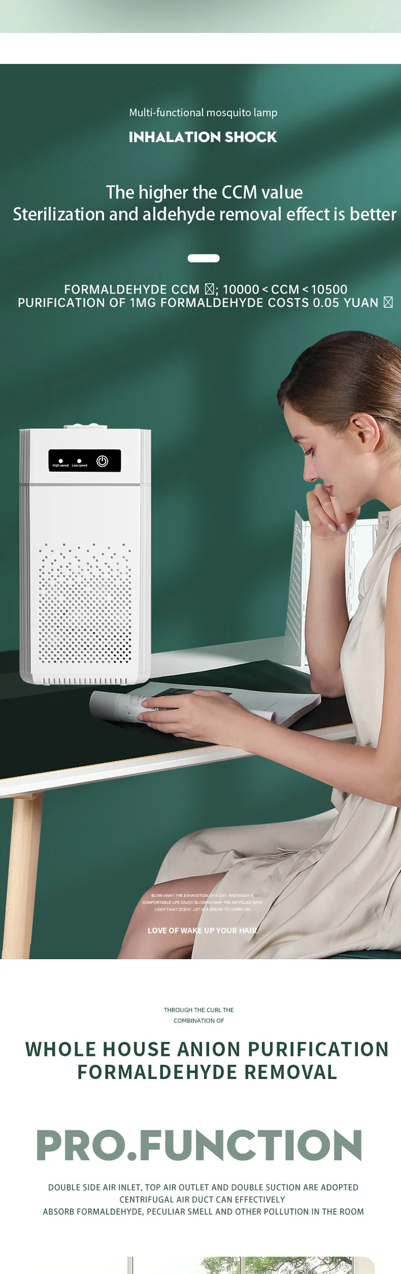 Air Purifier Hepa Negative Ion Formaldehyde Pet Hair Dust Smog Air Purifier Large Room Odor Removal Air Cleaner For Dust