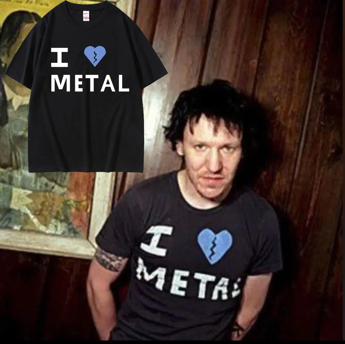 Singer Elliott Smith I Love Metal Same Style T-shirts Men's Cotton T-Shirt Male Vintage Tees Men Women Casual Oversized Tshirt