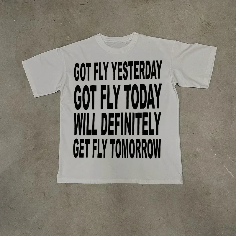 Men Y2K T-shirt Hiphop Harajuku Letter Print Retro Top Grunge Goth Streetwear Punk Oversized Breathable Short Sleeve T-shirt EMO