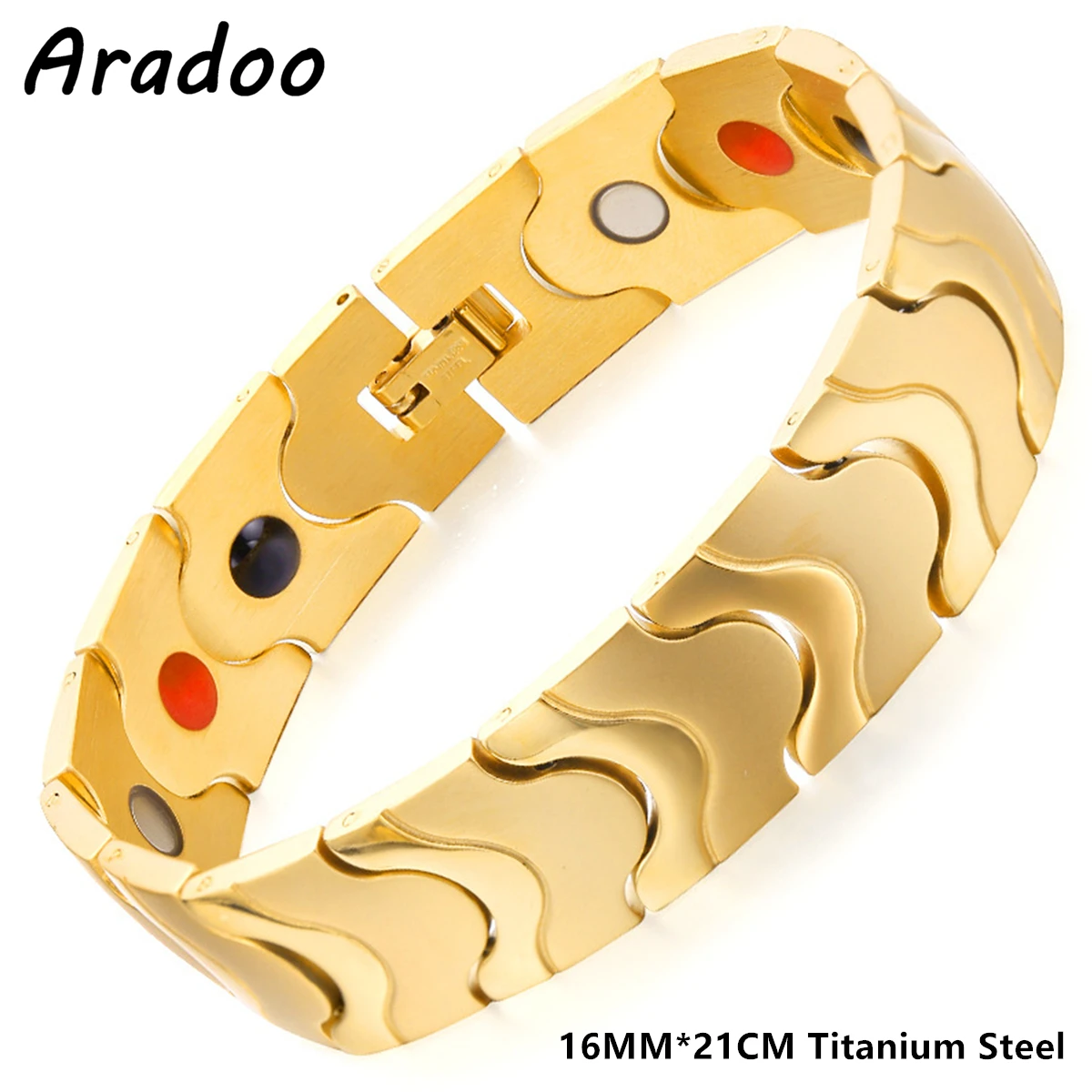 Titanium Steel Magnetic Therapy Bracelets Water Wave Stainless Steel Men's Link Bracelet