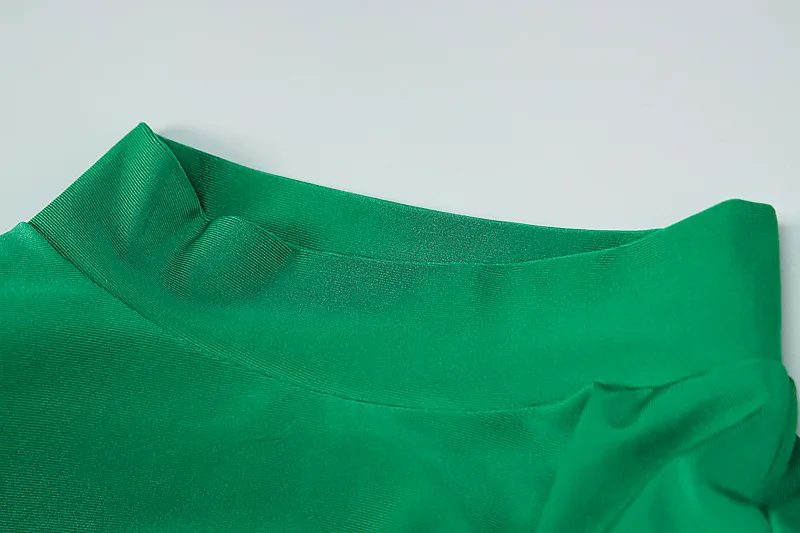 Shoulder Padded Long Sleeve Bodycon Green Party Club Maxi Long Dress Spring Autumn Women Fashion Elegant Clothes
